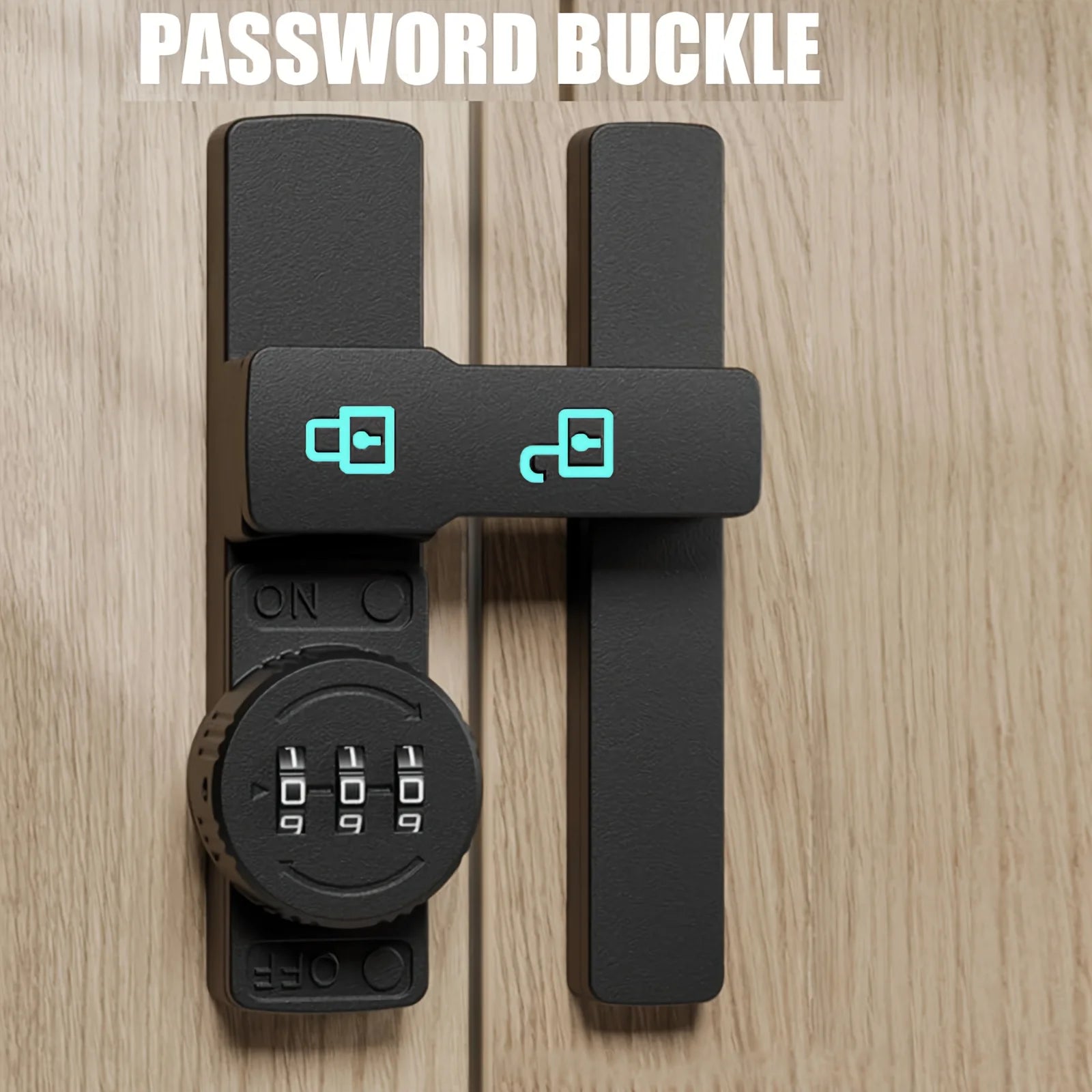 180-Grad Schiebe-Scheunentürschloss mit 3-stelligem Zahlenschloss und leuchtendem Schild – Sicheres Passwort-Türschloss 0