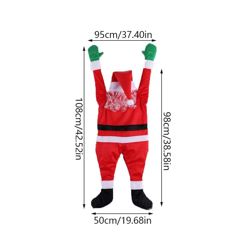 Plüsch Weihnachtsmann Kletter-Wanddekoration für Fenster und Balkon – 108 cm und 170 cm Weihnachtsdeko Außen 6