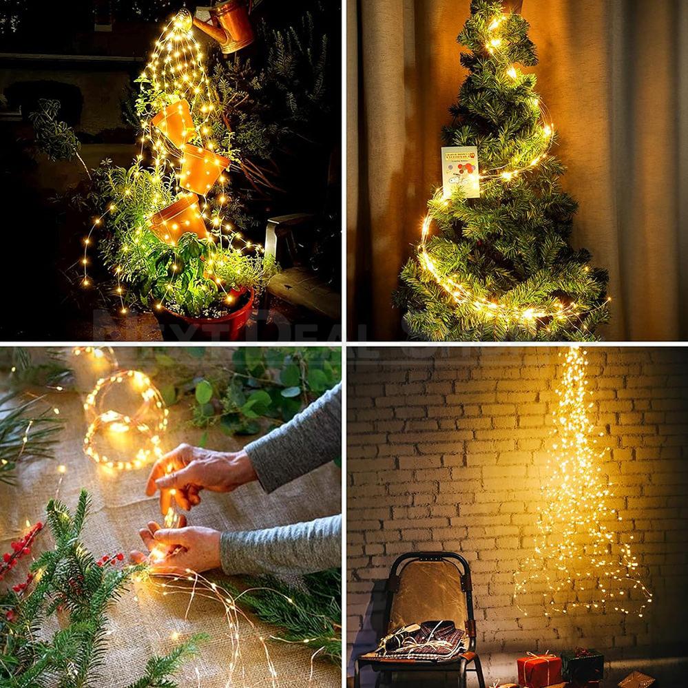 Solar Lichterkette Outdoor Wasserfall mit 200 LEDs – 2m, 8 Blitzmodi, Solarbetriebene Gartenbeleuchtung 4