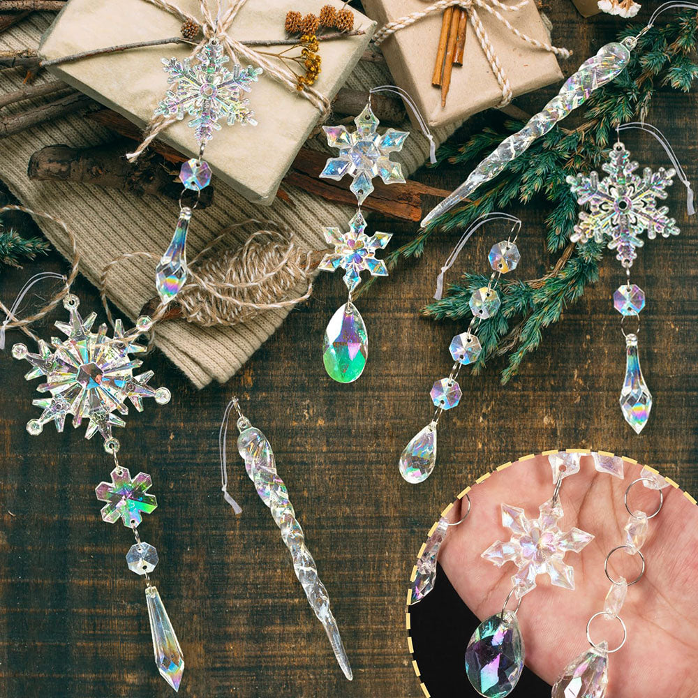 10 Stück Hängedekoration aus Acryl – Weihnachts-Schneeflocken und Eiszapfen, Langlebig und Bruchsicher für Festliche Dekoration 2