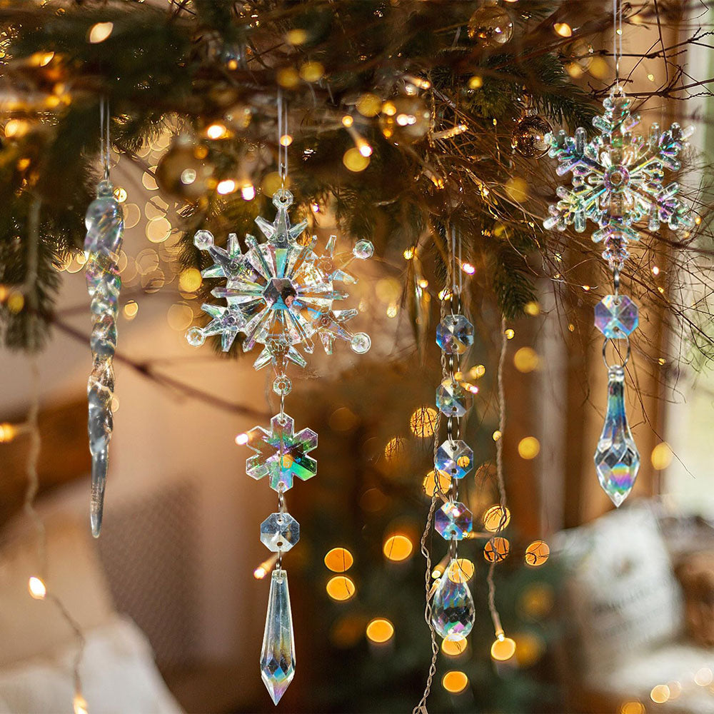 10 Stück Hängedekoration aus Acryl – Weihnachts-Schneeflocken und Eiszapfen, Langlebig und Bruchsicher für Festliche Dekoration 6