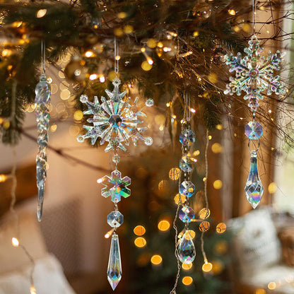 10 Stück Hängedekoration aus Acryl – Weihnachts-Schneeflocken und Eiszapfen, Langlebig und Bruchsicher für Festliche Dekoration 6