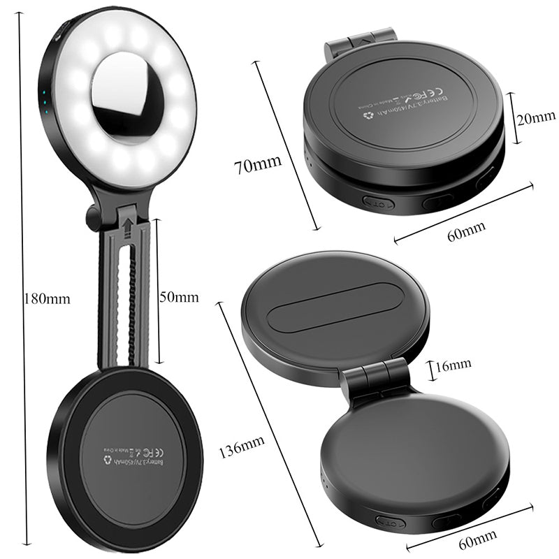 3-in-1 Magnetisches Telefonlicht mit Spiegel und Fülllichtfunktion – Tragbar, Kompakt, Verstellbarer Arm 5