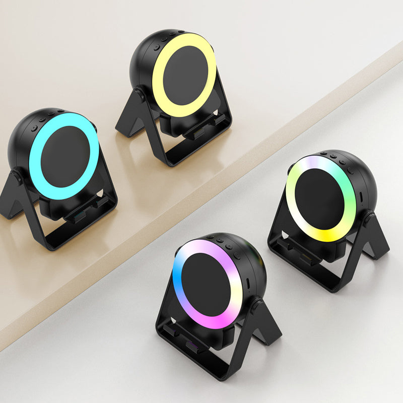 4-in-1 Kabelloser Induktionslautsprecher mit Telefonhalter und Nachtlicht – Schwarz 3