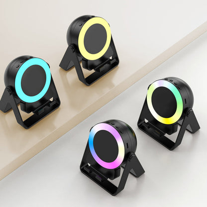 4-in-1 Kabelloser Induktionslautsprecher mit Telefonhalter und Nachtlicht – Schwarz 3