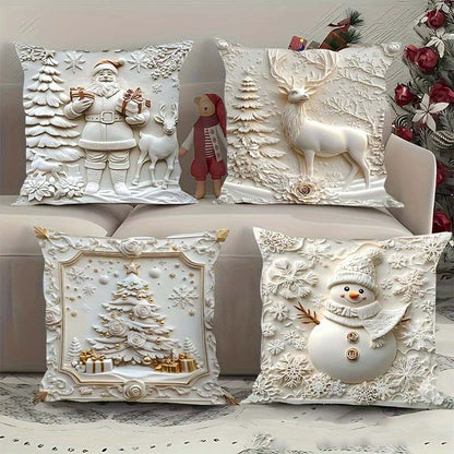 Elegante Weihnachtskissenbezüge Set – 4 Designs 40x40 cm für festliche Deko und Komfort 1
