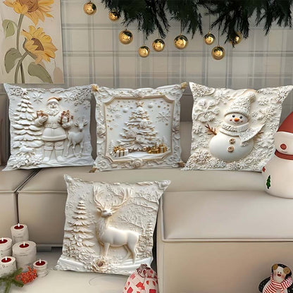 Elegante Weihnachtskissenbezüge Set – 4 Designs 40x40 cm für festliche Deko und Komfort 2