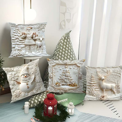 Elegante Weihnachtskissenbezüge Set – 4 Designs 40x40 cm für festliche Deko und Komfort 4