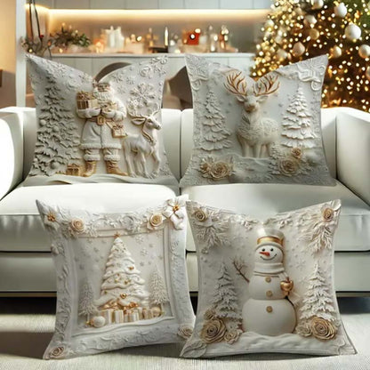 Elegante Weihnachtskissenbezüge Set – 4 Designs 40x40 cm für festliche Deko und Komfort 5