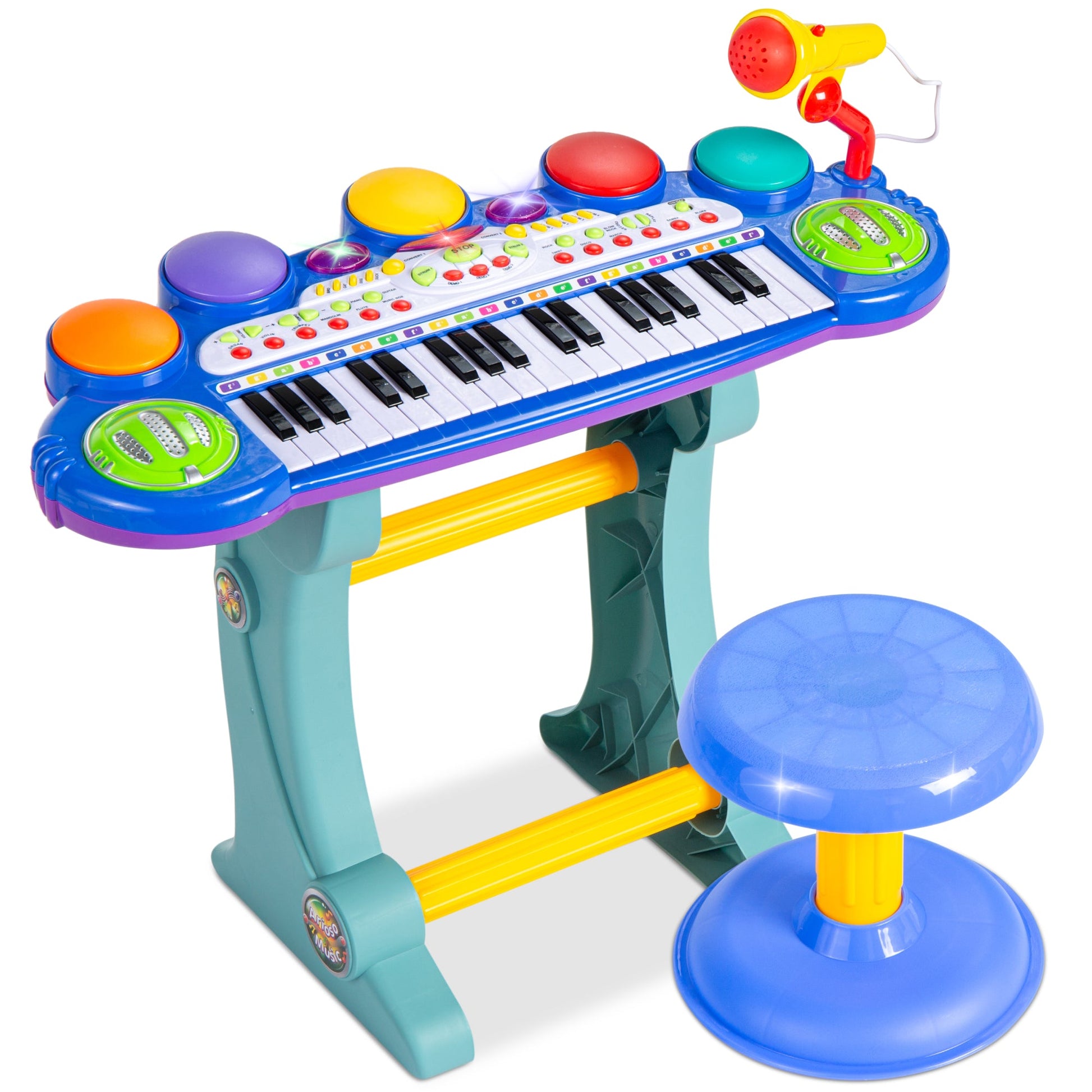 Elektrisches Kinder-Keyboard mit 37 Tasten, Mikrofon und interaktiven Klängen – Inkl. Hocker und Lichter für kreatives Musizieren 11