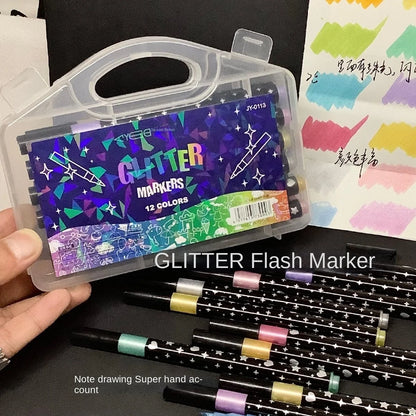 Glitzer-Kunstmarker mit Doppelter Pinselspitze – 24/48/72/96 Farben für DIY-Projekte und Karten 1