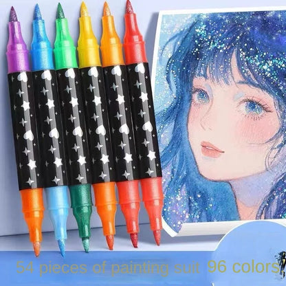 Glitzer-Kunstmarker mit Doppelter Pinselspitze – 24/48/72/96 Farben für DIY-Projekte und Karten 3