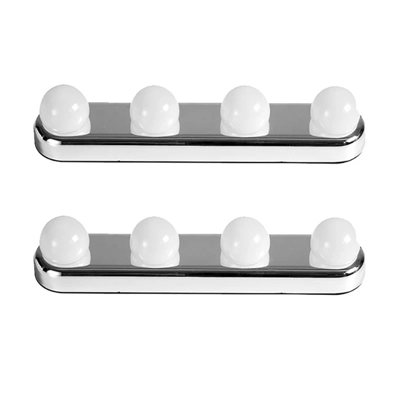 LED Kosmetikspiegel mit Saugnäpfen – 4-flammiger Schminkspiegel für Badezimmer und Reisen, kabellos, natürliche Beleuchtung 0