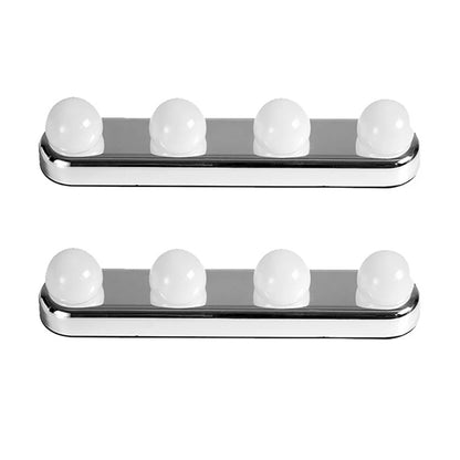 LED Kosmetikspiegel mit Saugnäpfen – 4-flammiger Schminkspiegel für Badezimmer und Reisen, kabellos, natürliche Beleuchtung 0