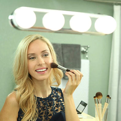 LED Kosmetikspiegel mit Saugnäpfen – 4-flammiger Schminkspiegel für Badezimmer und Reisen, kabellos, natürliche Beleuchtung 4