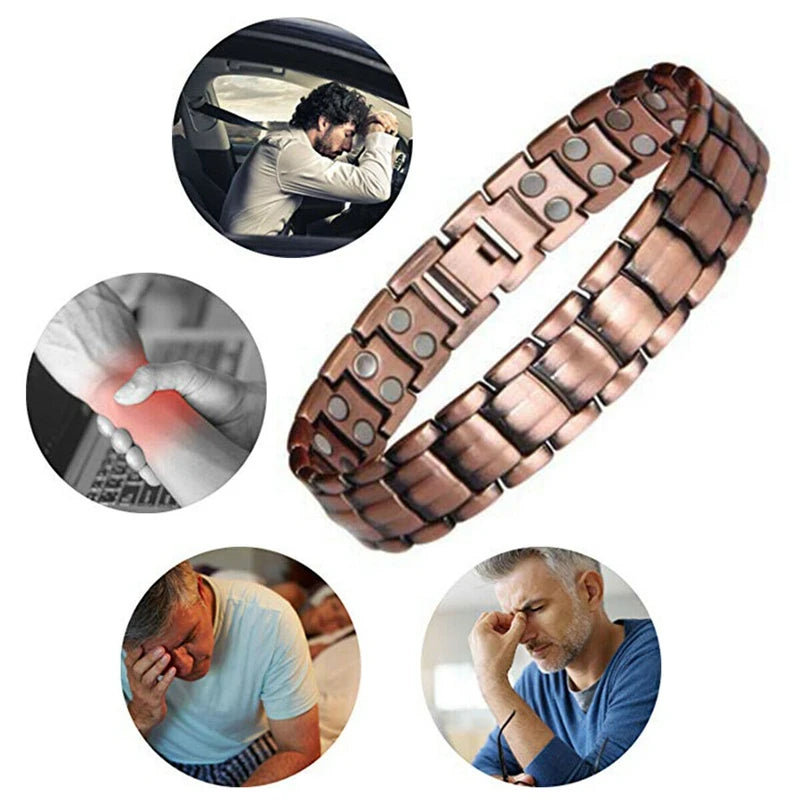 Männer Armband aus Kupfer mit Magnettherapie zur Arthritis-Schmerzlinderung – Verstellbar und Elegant 1