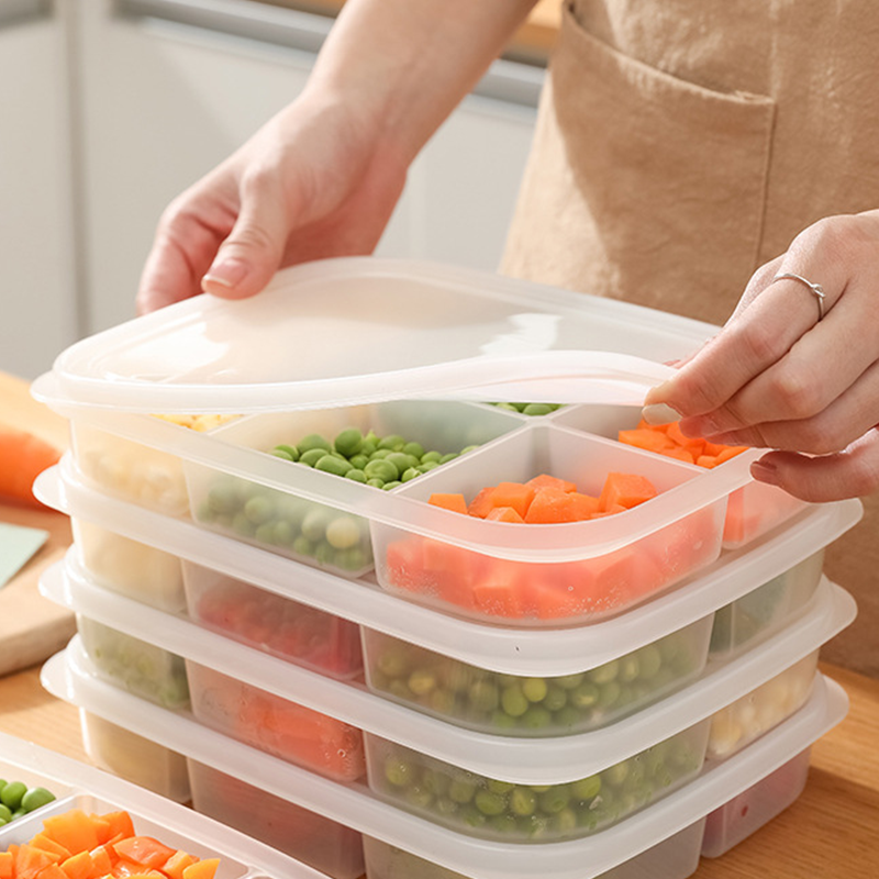 Mehrteiliger Lebensmittelbehälter mit Luftdichtem Deckel – Stapelbar, Temperaturbeständig, Transparent, 5/6 Fächer 2