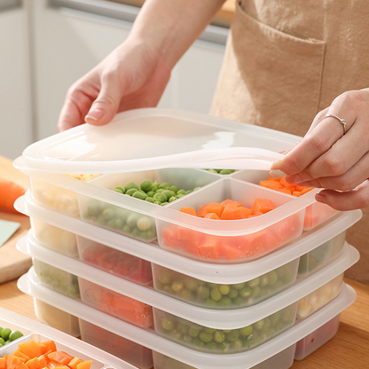 Mehrteiliger Lebensmittelbehälter mit Luftdichtem Deckel – Stapelbar, Temperaturbeständig, Transparent, 5/6 Fächer 2