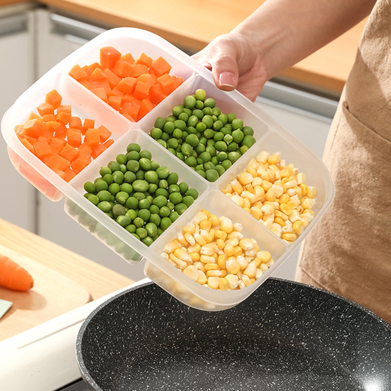 Mehrteiliger Lebensmittelbehälter mit Luftdichtem Deckel – Stapelbar, Temperaturbeständig, Transparent, 5/6 Fächer 5