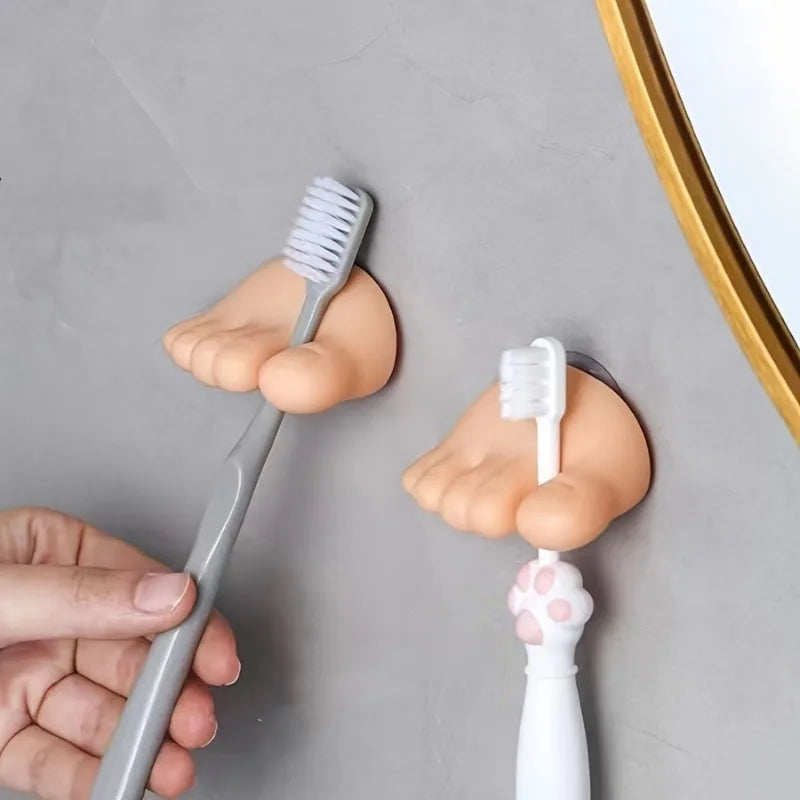 Multifunktionaler Zahnbürstenhalter für die Wand – 2er Set mit Saugnapf zur einfachen Badezimmerorganisation, platzsparend und umweltfreundlich 4