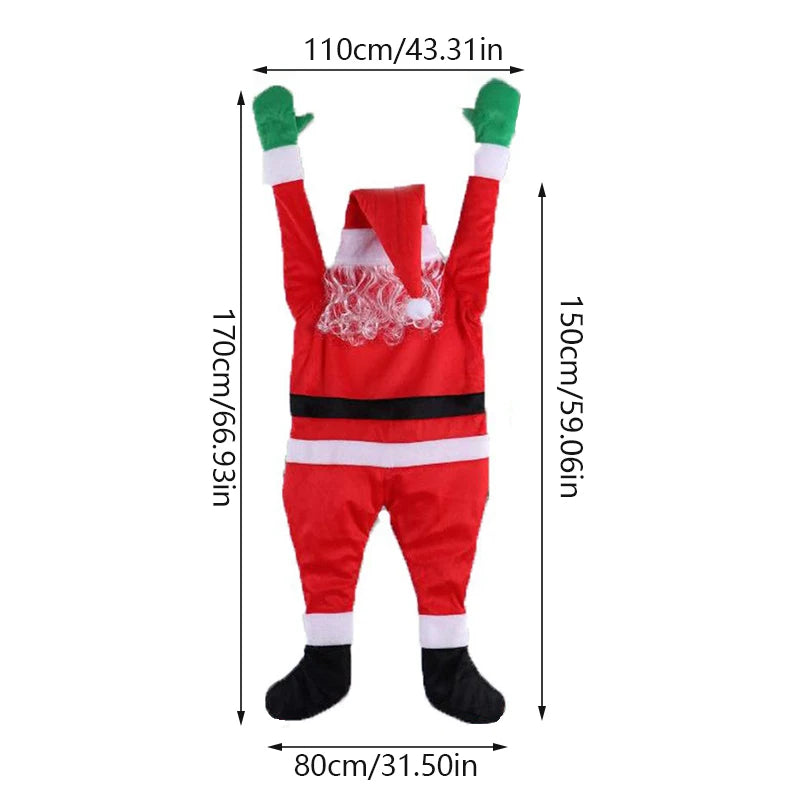 Plüsch Weihnachtsmann Kletter-Wanddekoration für Fenster und Balkon – 108 cm und 170 cm Weihnachtsdeko Außen 7