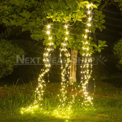 Solar Lichterkette Outdoor Wasserfall mit 200 LEDs – 2m, 8 Blitzmodi, Solarbetriebene Gartenbeleuchtung 2