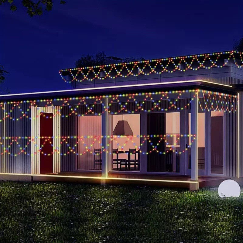 Solar Lichterkette Outdoor – 4m LED-Halbkreis mit 8 Beleuchtungsmodi für stimmungsvolle Außenbeleuchtung 0