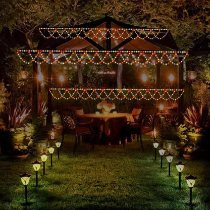 Solar Lichterkette Outdoor – 4m LED-Halbkreis mit 8 Beleuchtungsmodi für stimmungsvolle Außenbeleuchtung 3