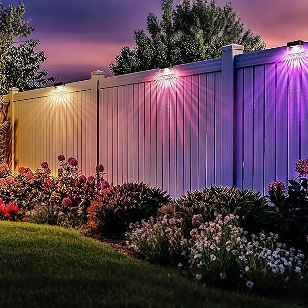 Solarbetriebene LED-Zaunleuchte mit 2 Beleuchtungsmodi – Warmweiß und Farbwechsel, Wasserdichtes IP65 Design, Schwarz 0