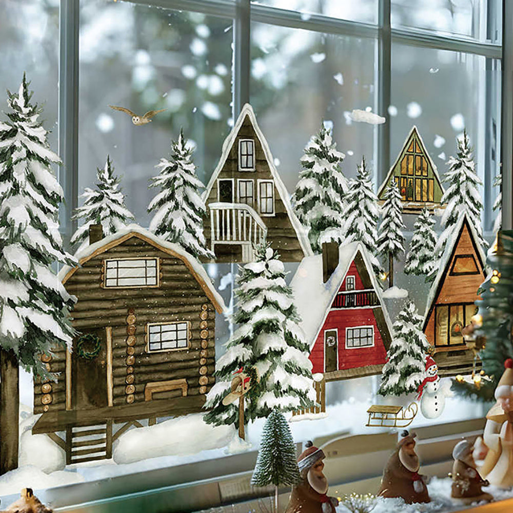 Vintage Fensteraufkleber für Weihnachten, Wasserdicht und Wiederverwendbar, 60 x 38 cm, Statische Haftung für Innen- und Außenbereich 0