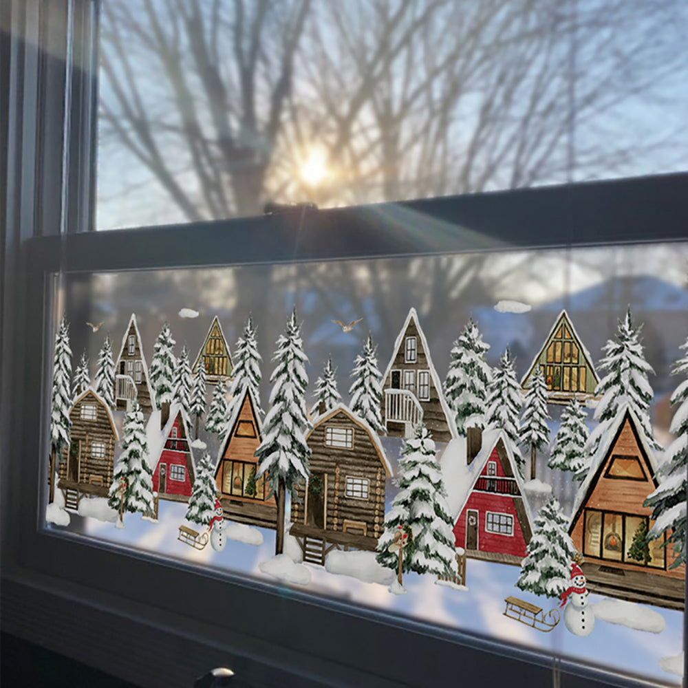 Vintage Fensteraufkleber für Weihnachten, Wasserdicht und Wiederverwendbar, 60 x 38 cm, Statische Haftung für Innen- und Außenbereich 1