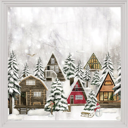 Vintage Fensteraufkleber für Weihnachten, Wasserdicht und Wiederverwendbar, 60 x 38 cm, Statische Haftung für Innen- und Außenbereich 2