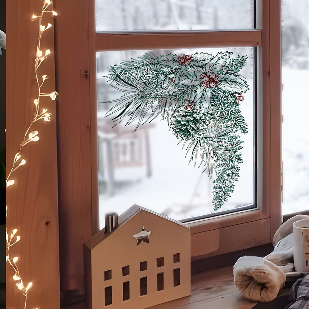 Vintage Weihnachtsfensterdeko Klammer aus PVC – Wiederverwendbar, Wasserdicht für Fensterdekoration zu Weihnachten 1