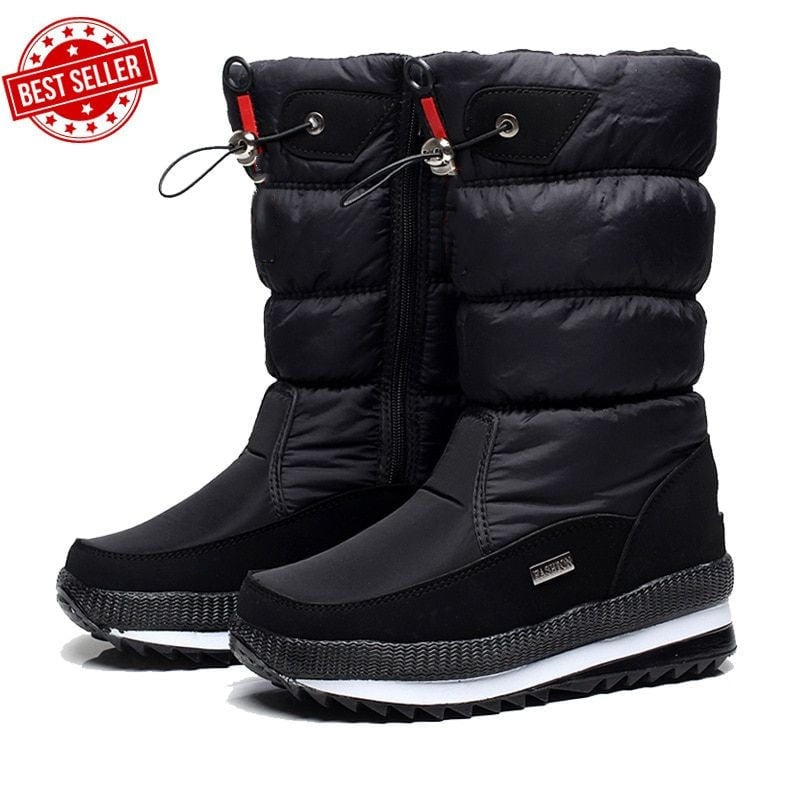 Wasserdichte Damen Schneestiefel mit Kunstpelz und Rutschfester Sohle – Bequeme Winterschuhe für Schnee und Regen 0