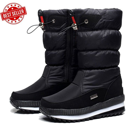 Wasserdichte Damen Schneestiefel mit Kunstpelz und Rutschfester Sohle – Bequeme Winterschuhe für Schnee und Regen 0