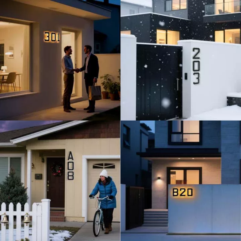 Wasserdichte LED-Hausnummer mit Beleuchtung – Energieeffizientes Hausnummernschild für Außenbereich, IP44, einfache Installation 2