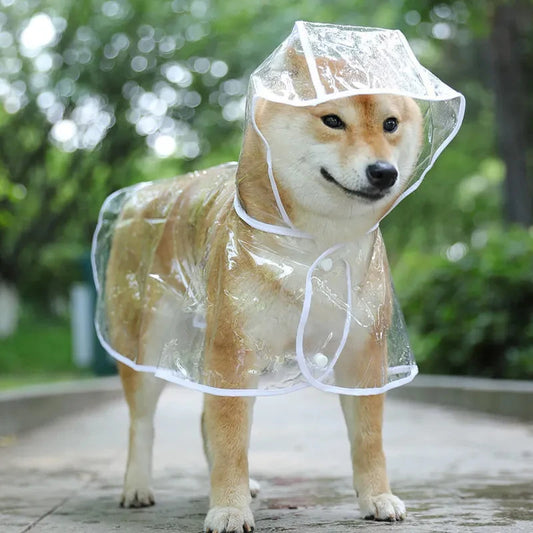 Wasserdichter Hunde Regenmantel mit Kapuze – Transparente PVC Jacke für kleine Hunde und Welpen in verschiedenen Größen 0